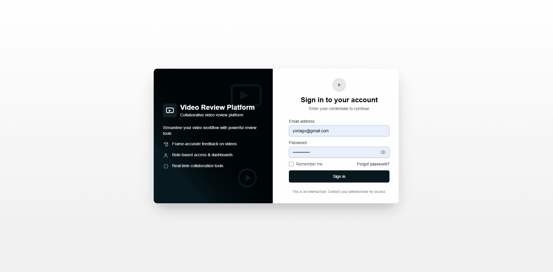 Video Review Application — Internal Review Tool screenshot